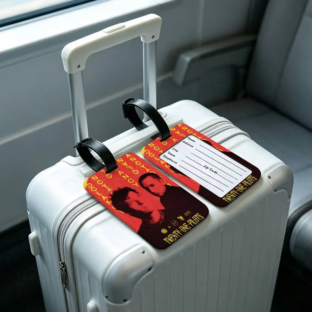Twenty Band One Pilots Flexible PVC Anti lost Baggage Name Tag Information Card Holder For All Types Travel Bags