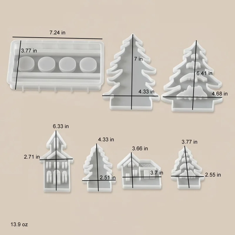Christmas house insert board candle holder base resin silicone mold drip glue DIY Christmas tree insert home table
