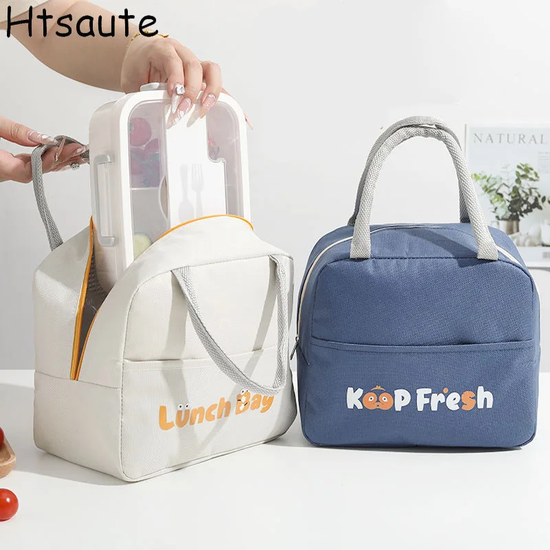 Portable Oxford Lunch Bags Fresh Cooler Pouch For Office Students Convenient Lunch Box Tote Couples Blue Pink Food Container Bag