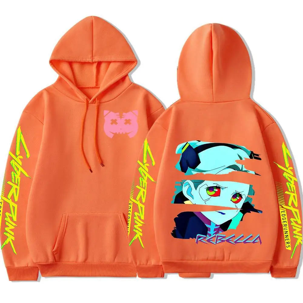 Japanese sci-fi Anime Cyberpunk Edgerunners Rebecca Print men's Casual Trend Street Hoodie Autumn And Winter Comfortable