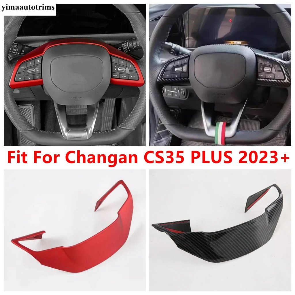 

Car Steering Wheel Button Control Sticker Cover Trim For Changan CS35 PLUS 2023 2024 2025 ABS Red / Carbon Fiber Accessories