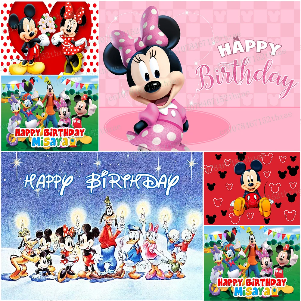 

Minnie and Mickey Birthday Party Photo Background Baby Shower Photo Backdrop Banner Decoration Photography Backdrop