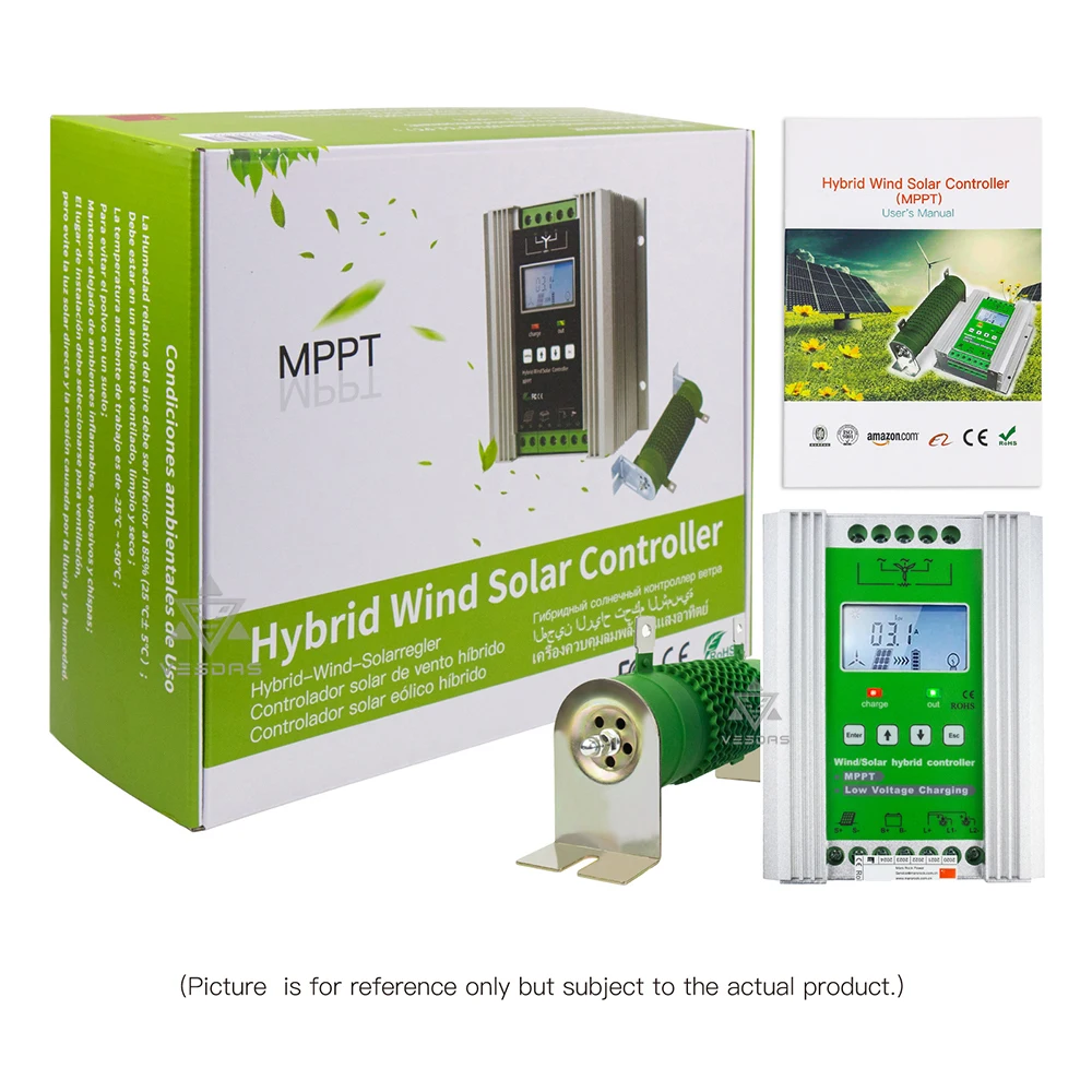 1400W 12V/24V Smart MPPT Booster Wind Solar Hybrid Charge Controller for Wind  0- 800W Solar 0- 600W With Dump Load