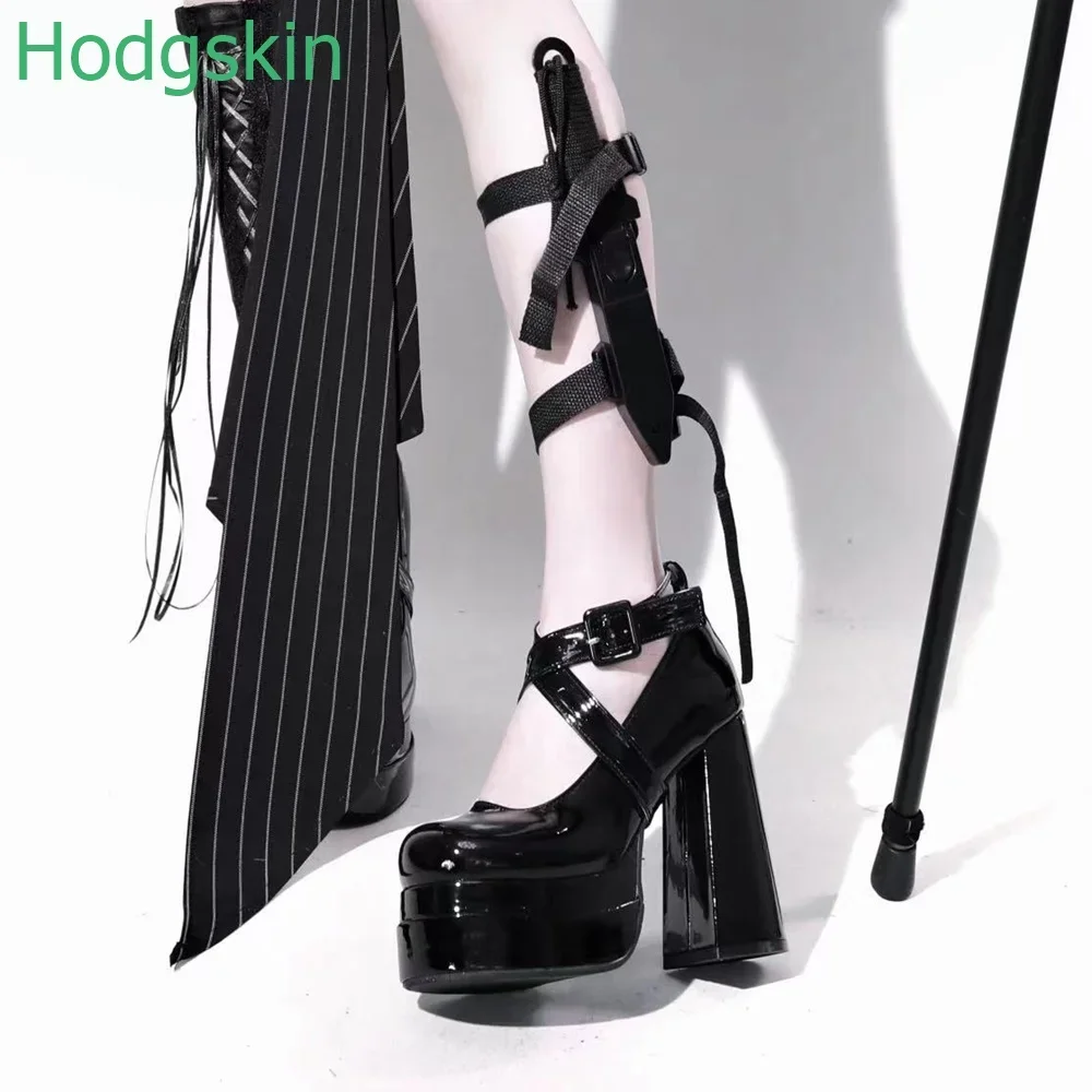 منصة ضحلة كعب مكتنز أحذية النساء الزفاف جولة تو الساتان ساحة عالية الكعب لف عبر حزام حزام مشبك الصنادل #6