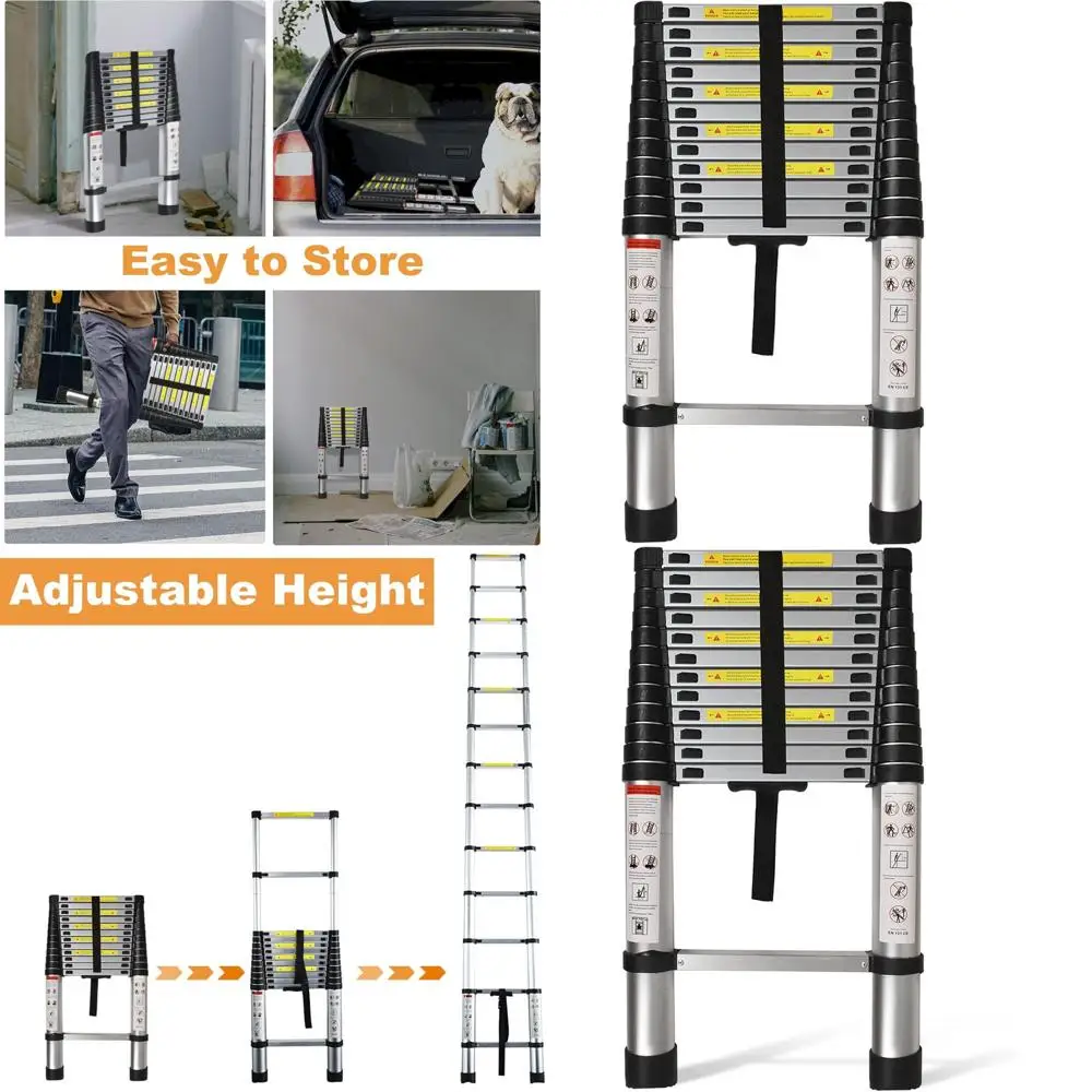 

Collapsible Aluminum Telescoping Ladder, 12.5FT Lightweight for RV Roof and Home, 300lbs Capacity