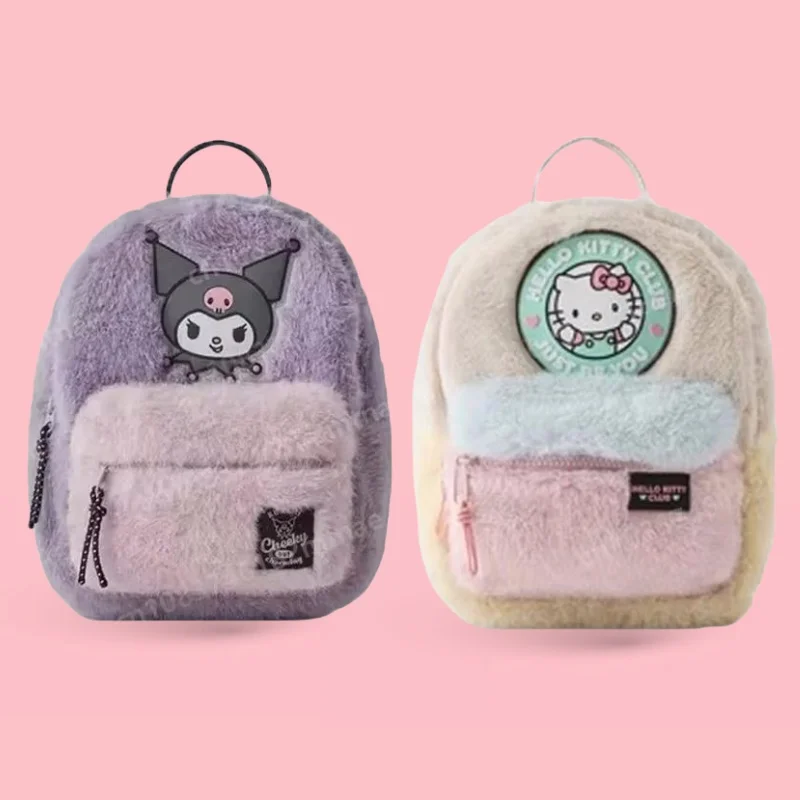 

Autumn and Winter New Cartoon Cute Kuromi HelloKittys Plush Kindergarten Backpack for Boys and Girls School Bag Gift