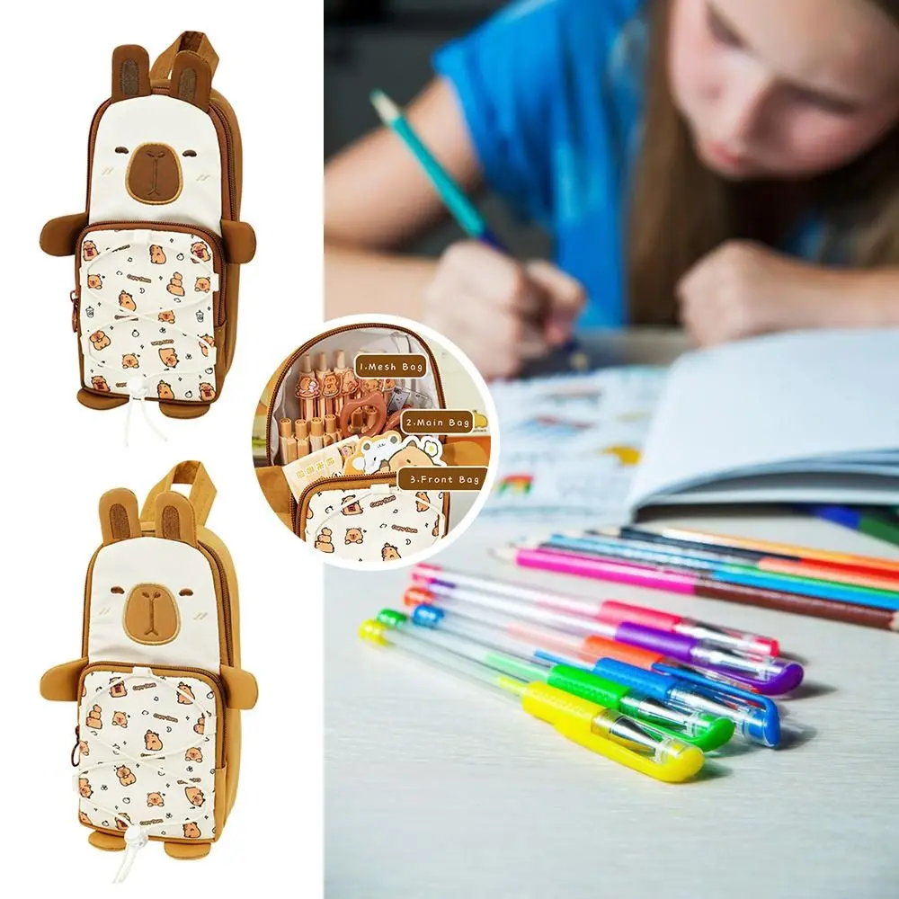 

High Quality Capybara Pen Bag Large Capacity Drawstring Design Stationery Bag Multifunctional Pen Box School Office