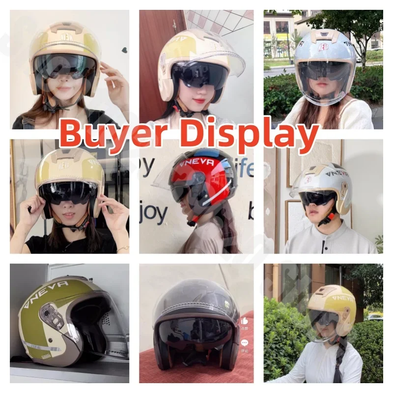 Electric Bike Dual Mirror Opening Helmet Women's Warm Winter Motorcycle Anti Fog Half Helmet Warm Lining Crash Helmet Motorcycle