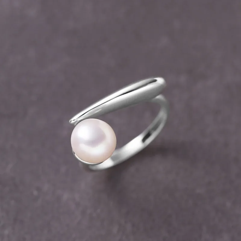 BF CLUB 925 Sterling Silver Ring For Women Pearl Simple Open Vintage Handmade Ring Allergy For Party Birthday Gift