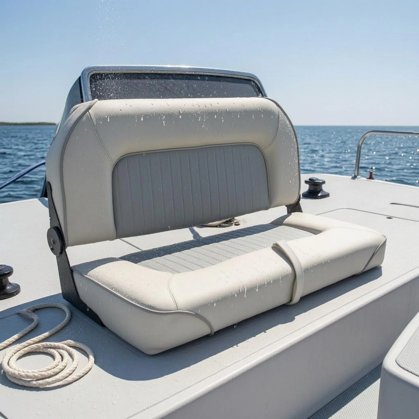 Marine Driver Seat Curved Backrest Waterproof PVC Leather Boat Seat Fold down Helm Chair Foldable Weather Resistant