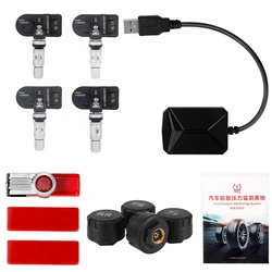 Wireless Transmission TPMS USB Android Car TPMS With 4 Sensors Tire Pressure Monitoring System Android Navigation Alarm System