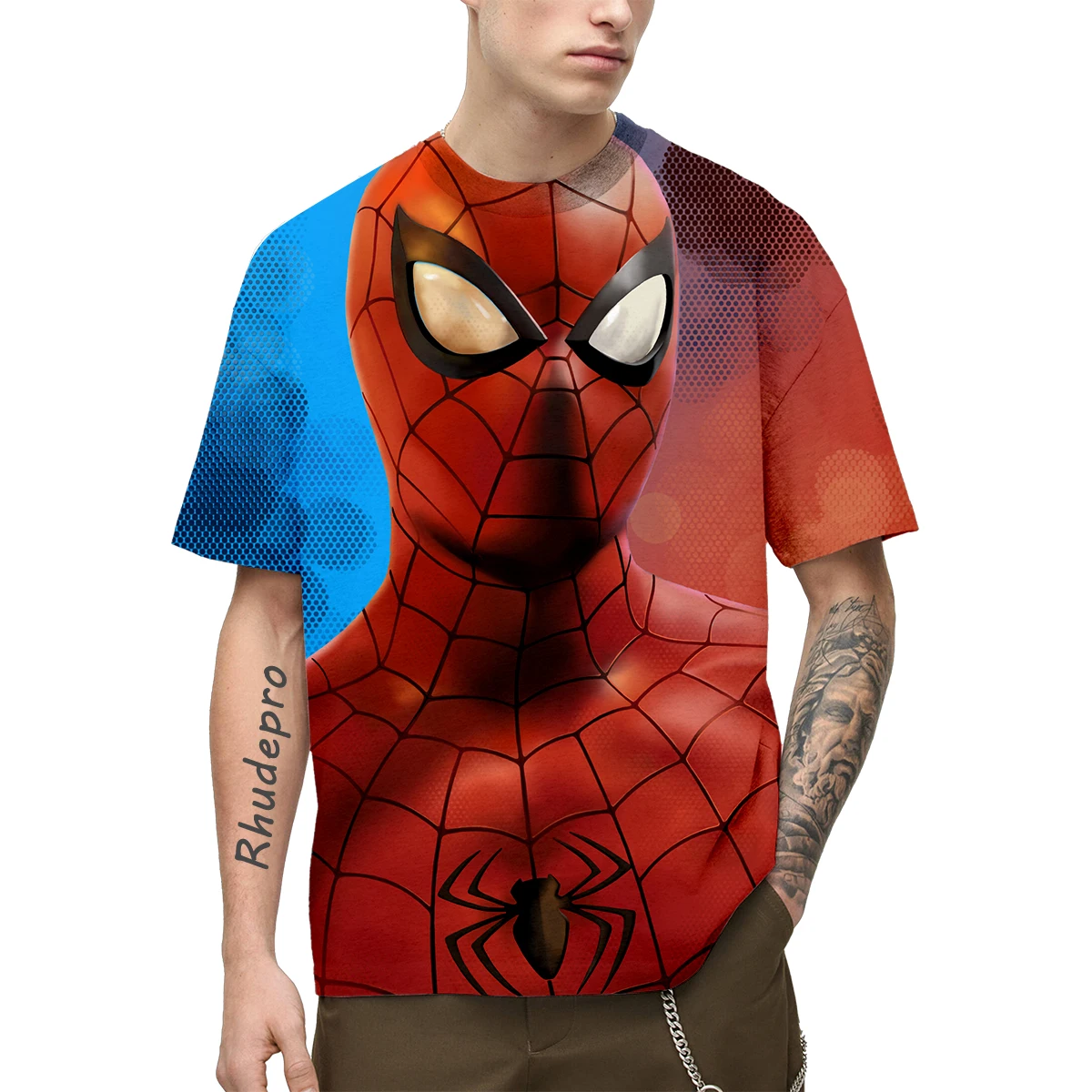 Miniso-Camiseta de Spiderman Deadpool para niños y niñas, camisa con estampado 3D de dibujos animados, ropa para niños