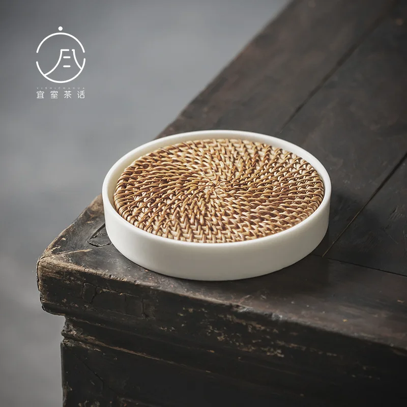 

Плетеный поднос для хранения сухой воды с подставкой для хранения чайников. Подставка для чая.