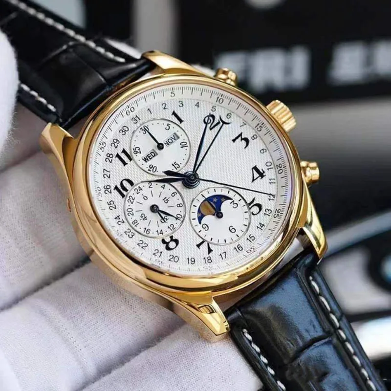 Luxury Watches Men Moon Phase Automatic Mechanical Movement Casual Fashion Business Machinery LG Eight Pointer Watches