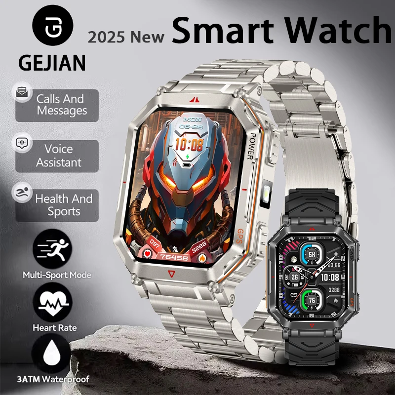 

GEJIAN New 2025 Men's Watch 2.01-inch TFT Screen 240 * 296 Resolution 5.3 Bluetooth Connection Android iOS Smart Call Watch
