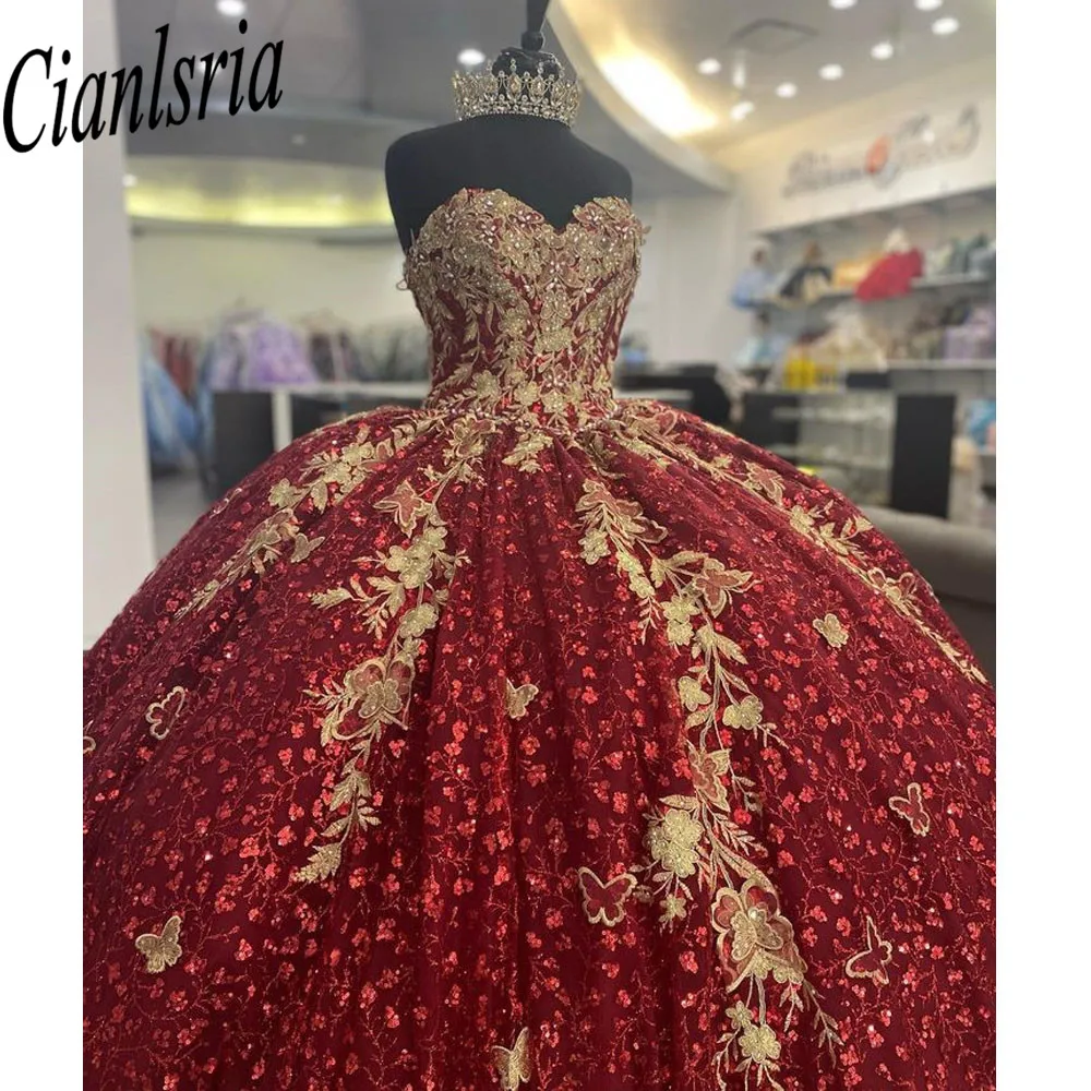 Red Sweetheart Quinceanera Dresses Princess Sweet 15 Years Girl Birthday Party Dresses with Appliques vestidos de quinceañera