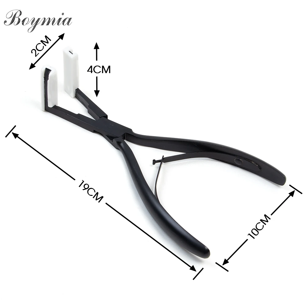 Boymia Black Stainless Steel Pliers for Tape Hair Extension Professional Tape Sealing Pliers Keratin Hair Extensions Tools