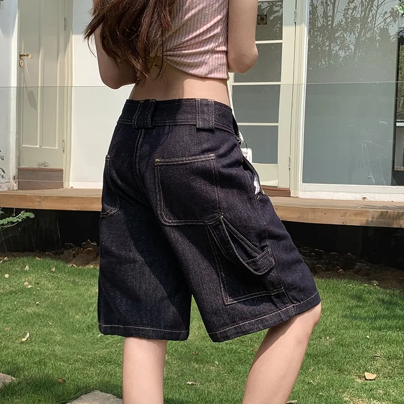 

Denim Shorts Y2k Shorts Women Summer Loose Straight High Waist Retro Vintage Casual Comfortable Stretch Lightweight