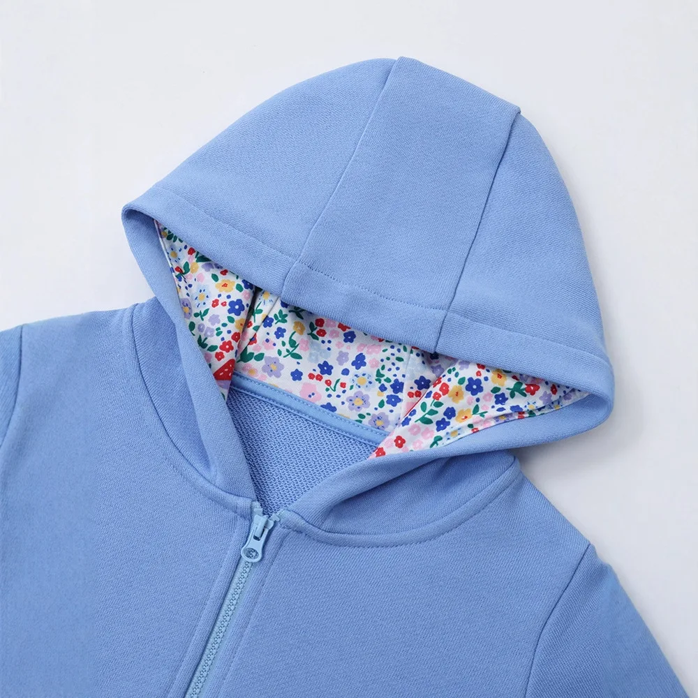 New 2026 Baby Girls Cute Cartoon Unicorn Embroidered Long Sleeve Hooded Zipper Hoodies Coat Children Spring Autumn Casual Jacket