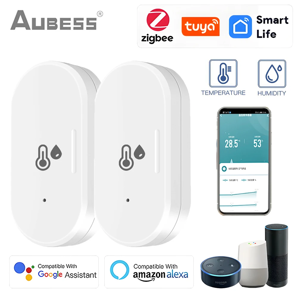 

Tuya Zigbee Smart Temperature And Humidity Sensor Indoor Thermometer Hygrometer Smartlife Voice Control With Alexa Google Home