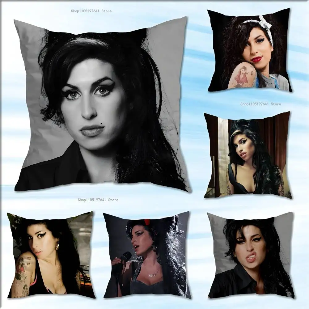 

A-Amy W-Winehouse Pillow Case For Sofa Decor Car Office Room Printing Cushion Cover Decorations and Protector