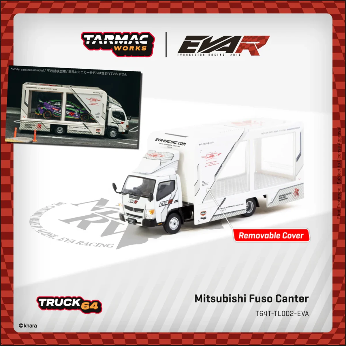 

Tarmac Works 1:64 Mitsubishi Fuso Canter EVA Racing Transporter Diecast Model Truck #T64T-TL002-EVA In Stock Ready To Ship