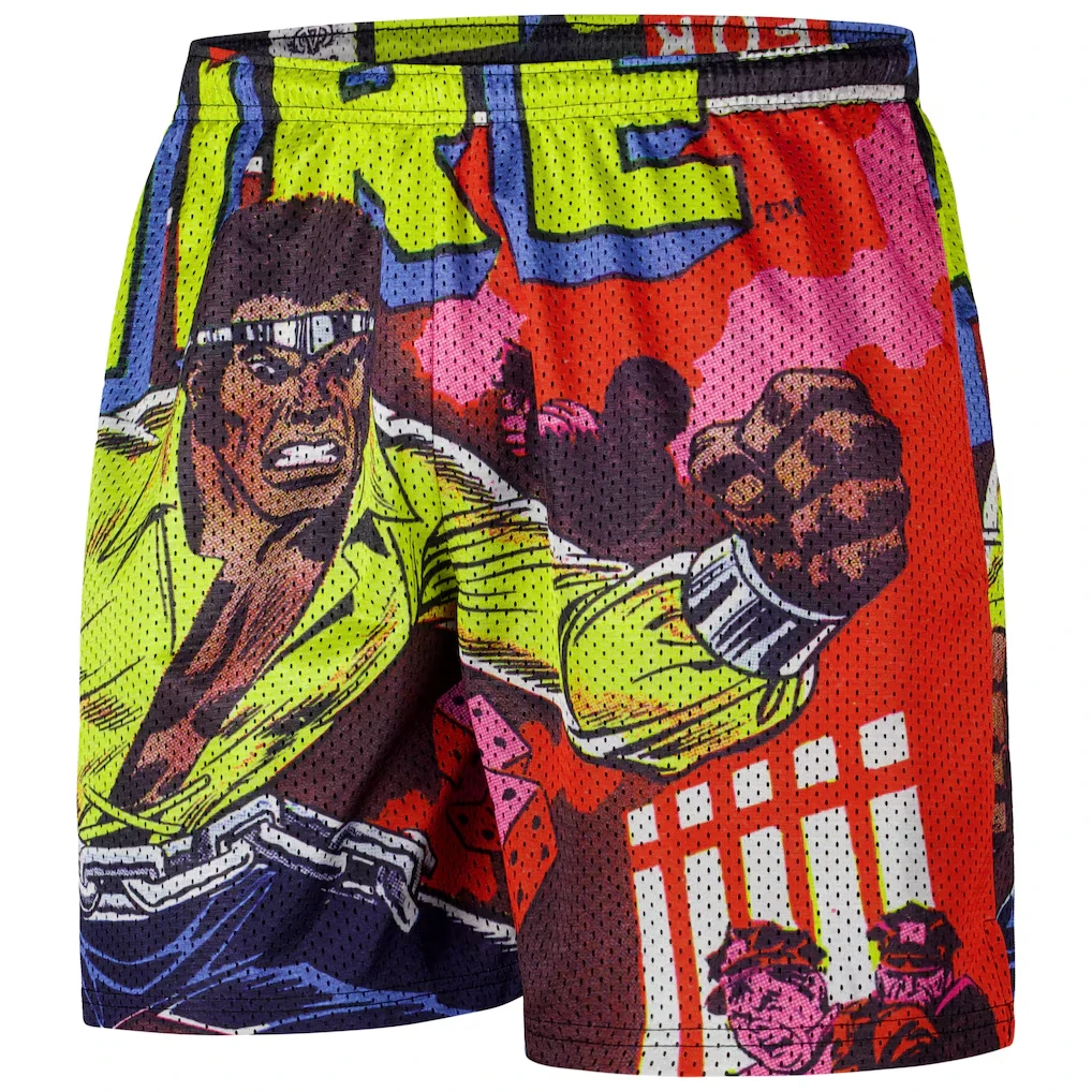 Gelbe Luke Cage Hero for Hire Retro-Shorts, Cartoon-Basketball-Shorts, atmungsaktiv, schnell trocknend, bequeme Sport-Shorts für Kinder