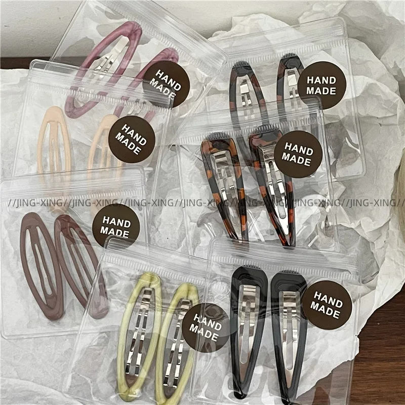 

Vintage Style Leopard Pattern Oil Drip BB Hair Clips Colorful Hollow Oval Design Hair Barrettes Pair Bangs Broken Hair Hairpins