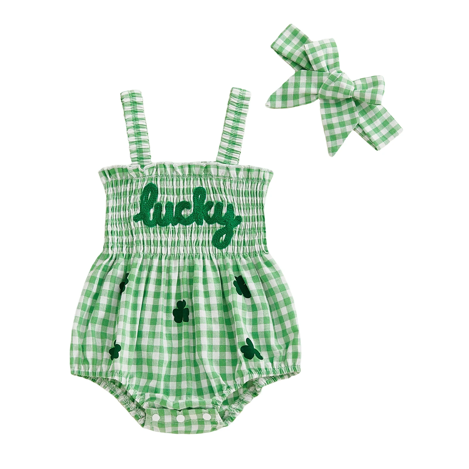طفل الفتيات ملابس الربيع شامروك رسالة مطرزة منقوشة تكدرت تقليم أكمام رومبير و القوس عقال 2 قطعة مجموعة