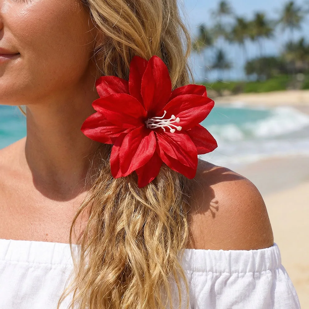 

Large Lily Flower Hair Clips For Women Girls Romantic Hair Accessories Bohemian Flower Side Bangs Clip Sweet Hairpins Headdress