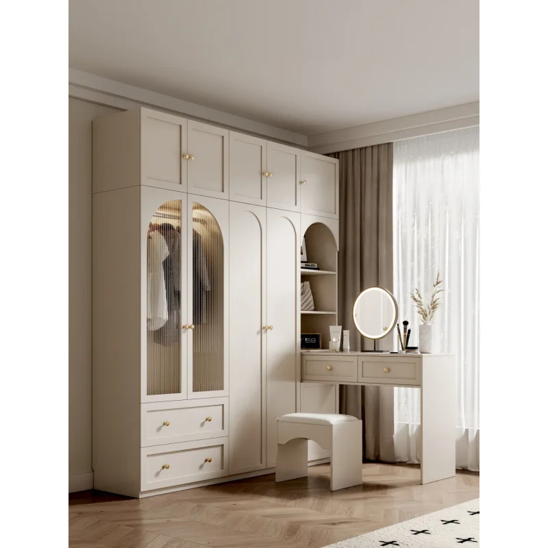 옷장 책상 일체형 조합 세컨드 베드룸 가정용 프렌치 라이트 럭셔리 크림 스타일 화이트