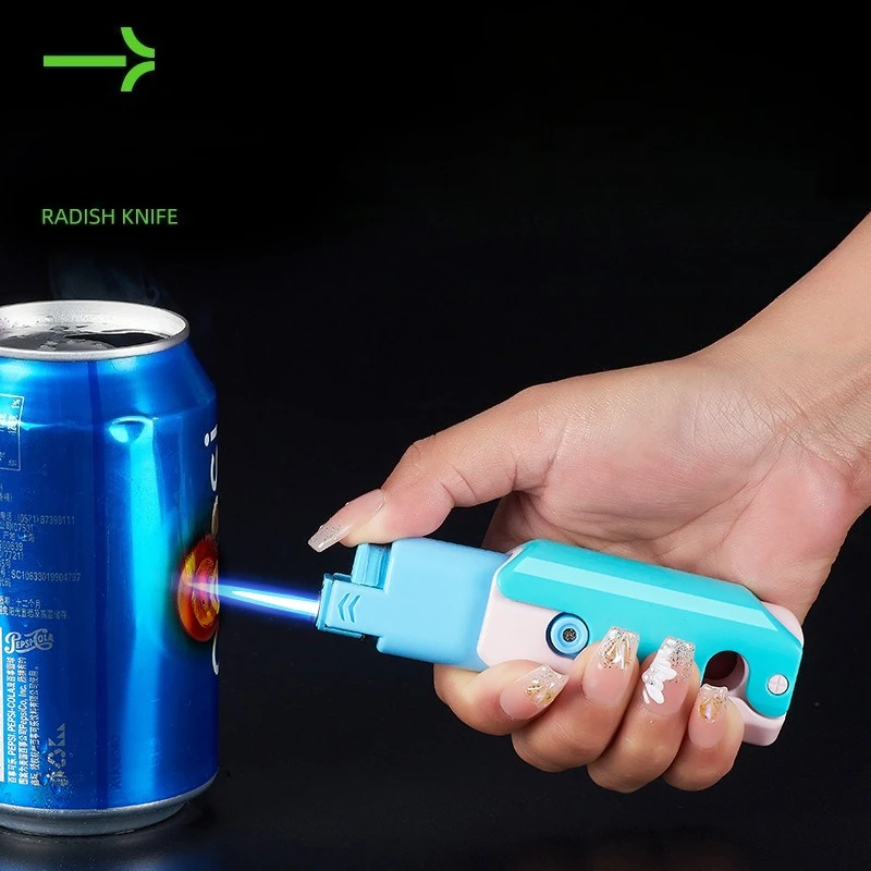 2025 أحدث ولاعة الجزرة لهب أزرق مباشر إبداعي بفك ثلاثية الأبعاد لعبة هدية شخصية للرجال ملحقات التدخين ولاعة السجائر