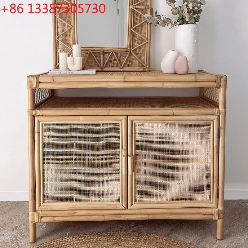 

Приставной шкаф из ротанга, пристенный шкаф для хранения, простой японский шкаф из натурального ротанга