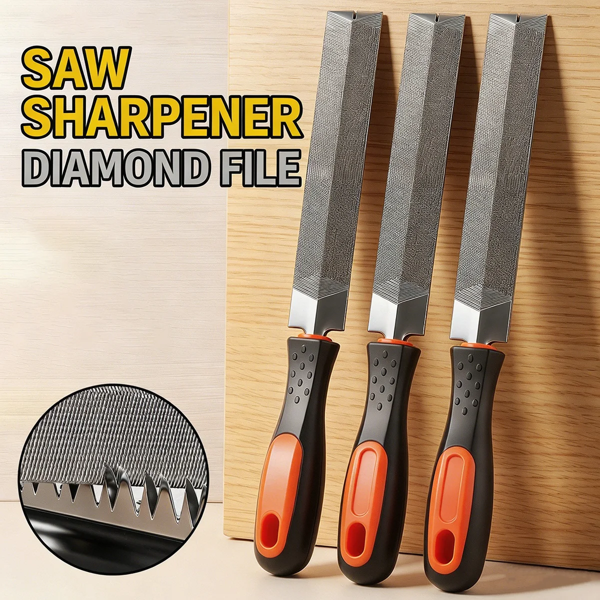 6 Inch Diamond Triangle Saw File Bearing Steel Wood Rasp for Sharpening Saw Blade Woodworking Metal Tools Garden Carving