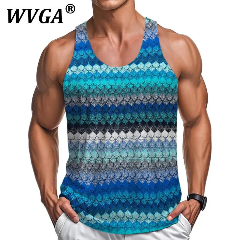 

WVGA Summer New Man Tide High Street Striped Hollow Out Trendy Design Vest Niche Chic Casual Breathable Sports Tank Tops W11669