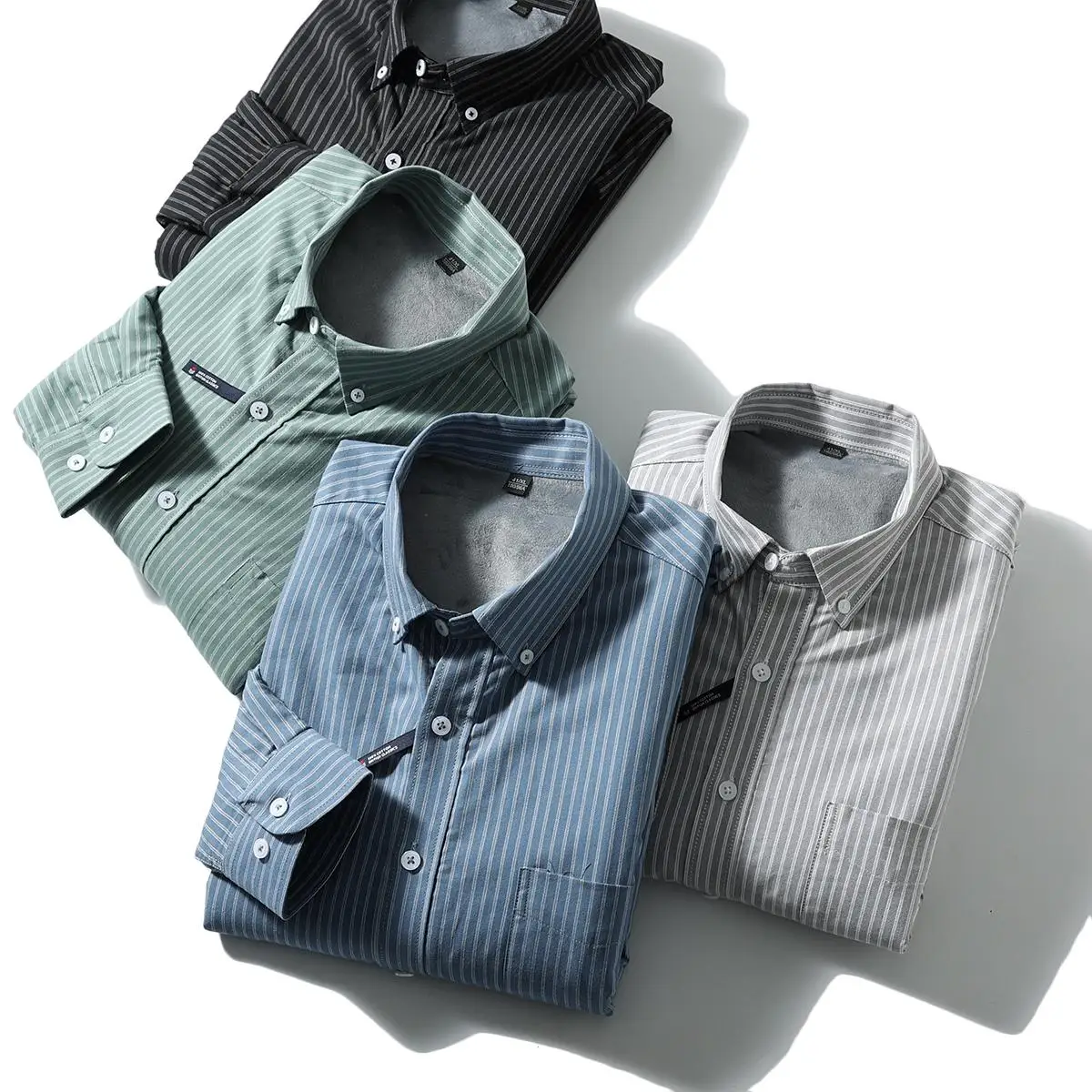 

Зимняя мужская утепленная рубашка из чистого хлопка с флисовой подкладкой, ветрозащитная, теплая, с вертикальными полосками, для повседневной носки, с длинным рукавом