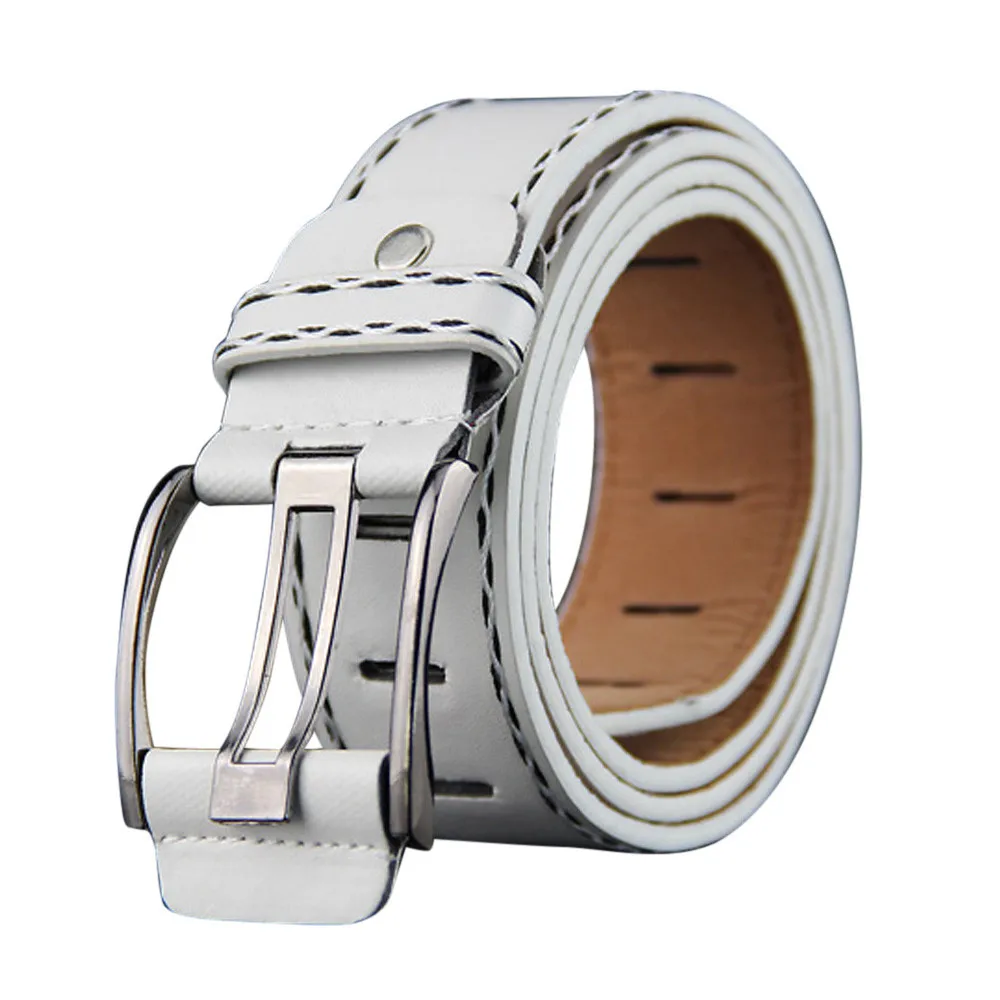 

Fashion Mens Leather Smooth Girdle Buckle Waistband Waistband Leisure Belt Strap Versatile Solid Color Thin Belts For Women