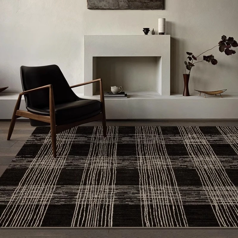 

Living Room Carpet Modern Simple High-end Light Luxury Lines Bedroom Mat Large Area Retro Black Coffee Table Soft Rug Ковер 양탄자