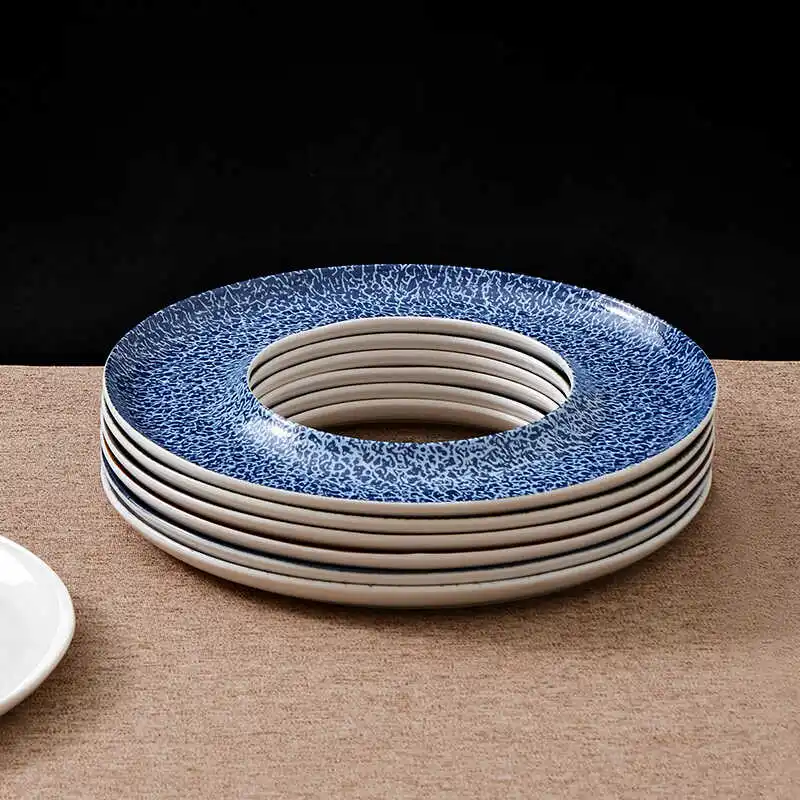 

Круглая керамическая посуда в западном стиле, креативные особенности, персонализированная десертная тарелка для сашими, кольцо, украшение для десерта, тарелка-маятник