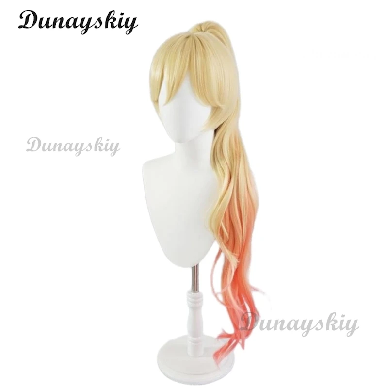 Peluca cosplay Bianka Ataegina de Anime Honkai Impact 3. ° degradado de doble Color con cola de caballo de Chip de 90cm de largo personalizada