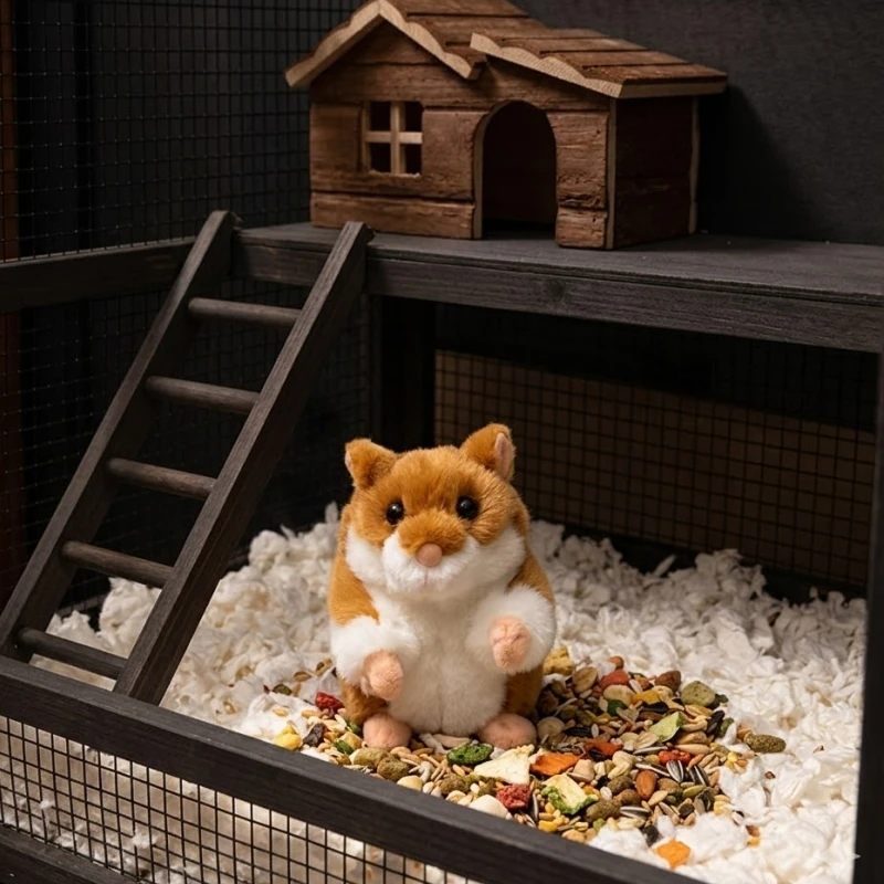 

13cm Cute Lifelike Hamster Plush Toy Pompom Animal Pet Stuffed Doll for Women Girls Kids Xmas Gift Hamster Enthusiast Room Decor