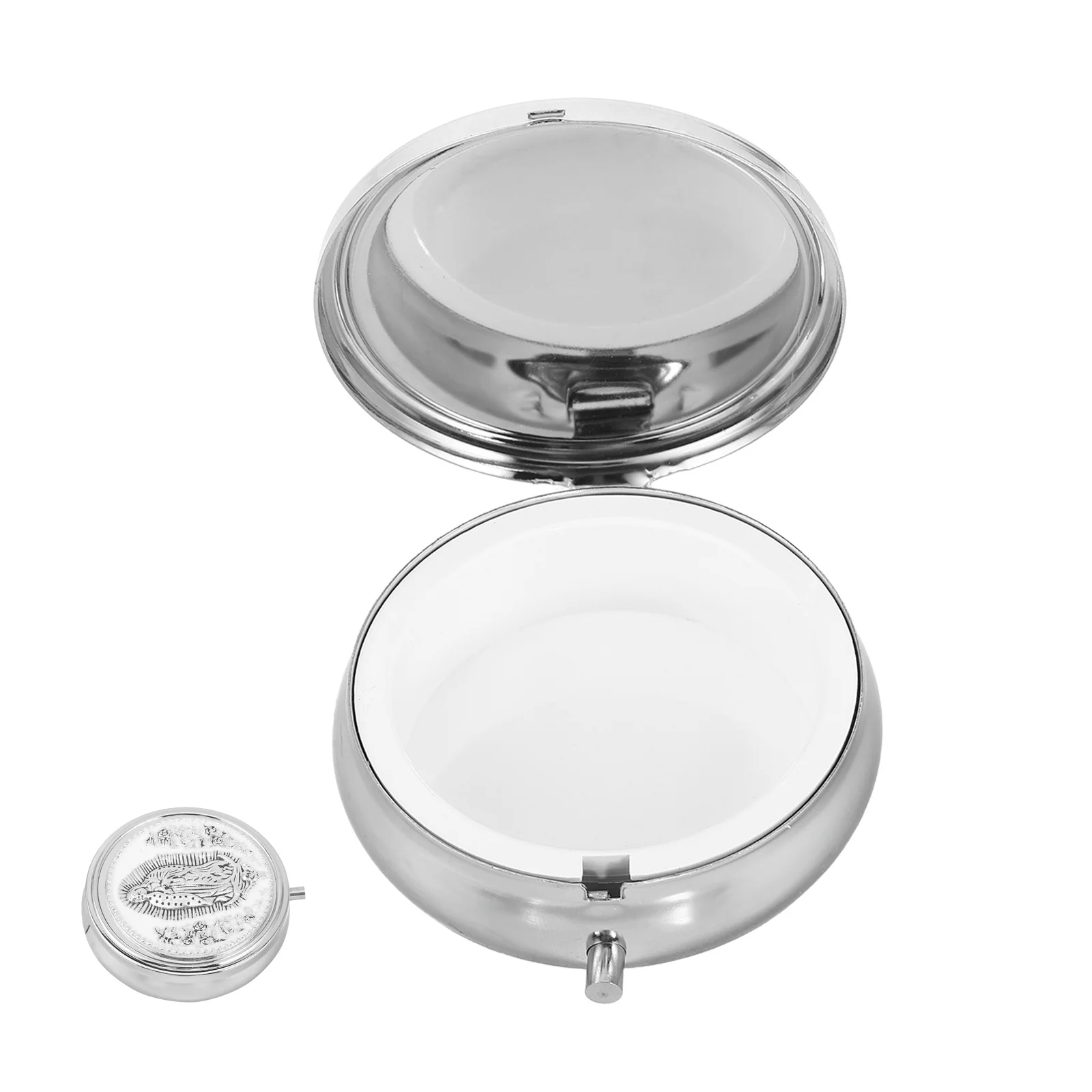 

Catholic Rosary Box Rose Pattern Metal Prayer Beads Organizer Jewelry Keepsake Case Religious Trinket Storage Christian Mother