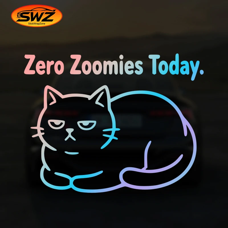 

Funny Lazy Cat Car Sticker "Zero Today" Loaf Kitty Vinyl Decal Slow Driver Humor Chill Vibe Bumper Rear Window Laptop