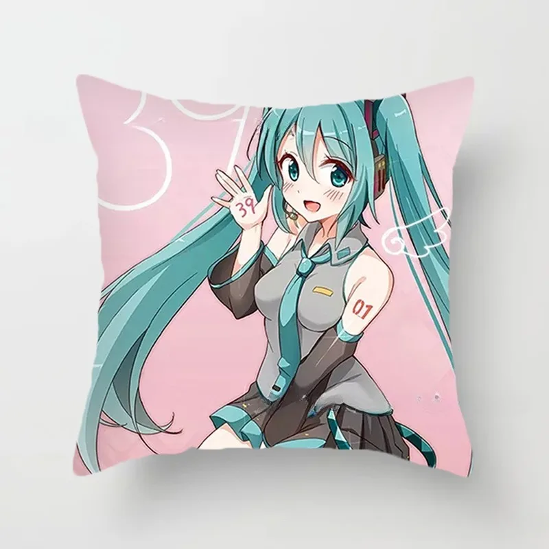 Future Singer Miku 3D Printed Cushion Cover Pillowcase for Sofa Chairs Home Decor