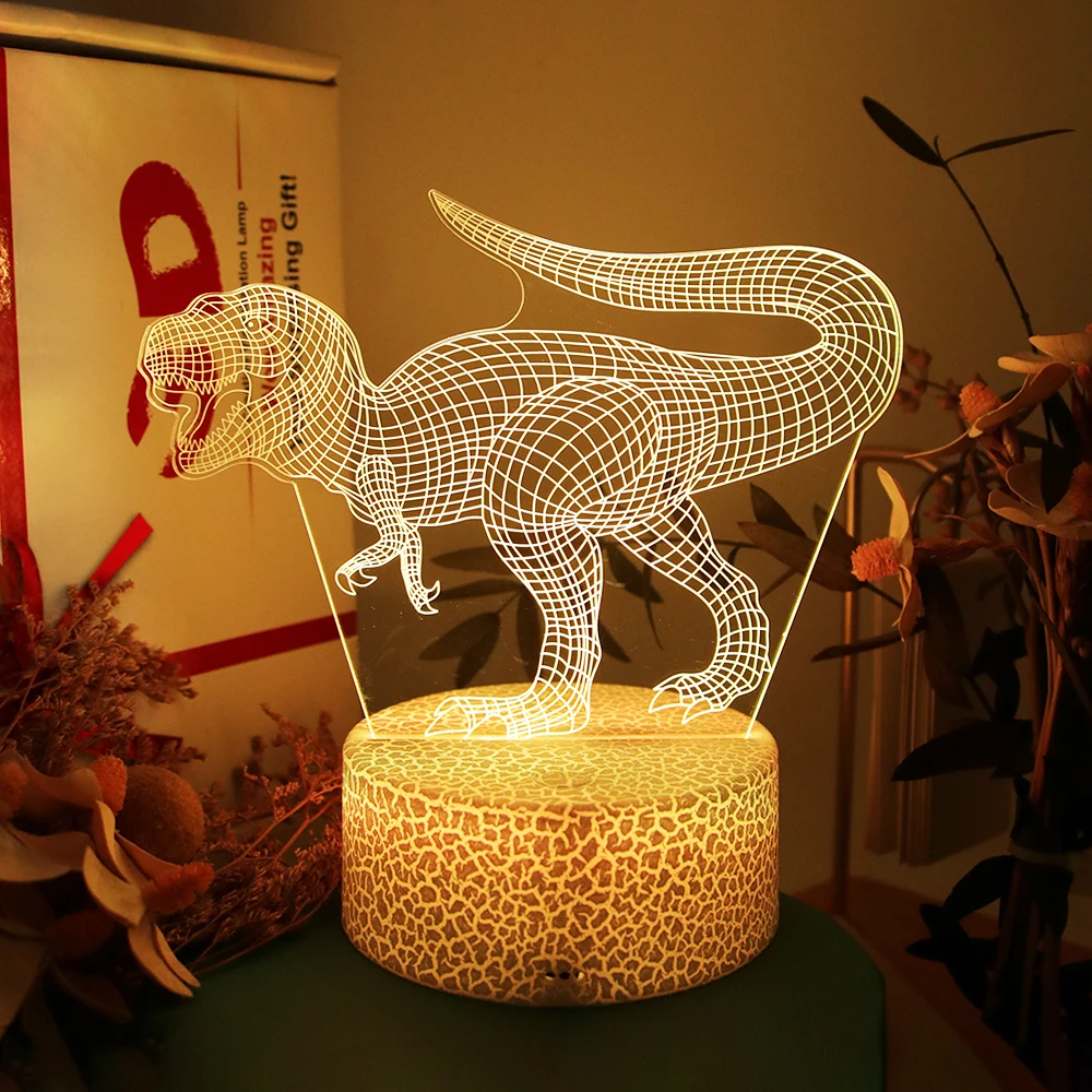 

Illusion Child Night light Hearts & Dinosaur Shapes Lamps 16 Colors Changing USB Powered Desk Lamp For Holiday Personalized Gift