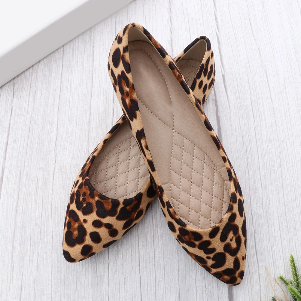 

Flat Heel Pointed Shoes for Women Comfortable Leopard Print Lady Shoes Breathable Stylish Fashion Women Flat heeled