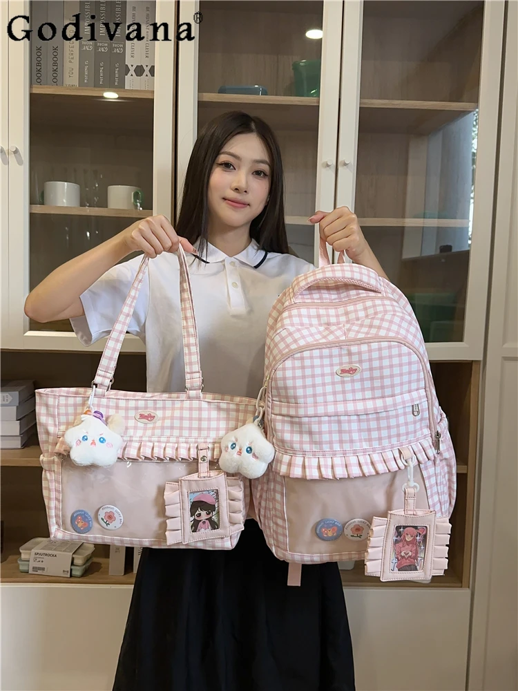 

Two-dimensional Element Large-capacity Japanese Original Transparent Pain Bag Daily College Style Sweet Girls Backpack