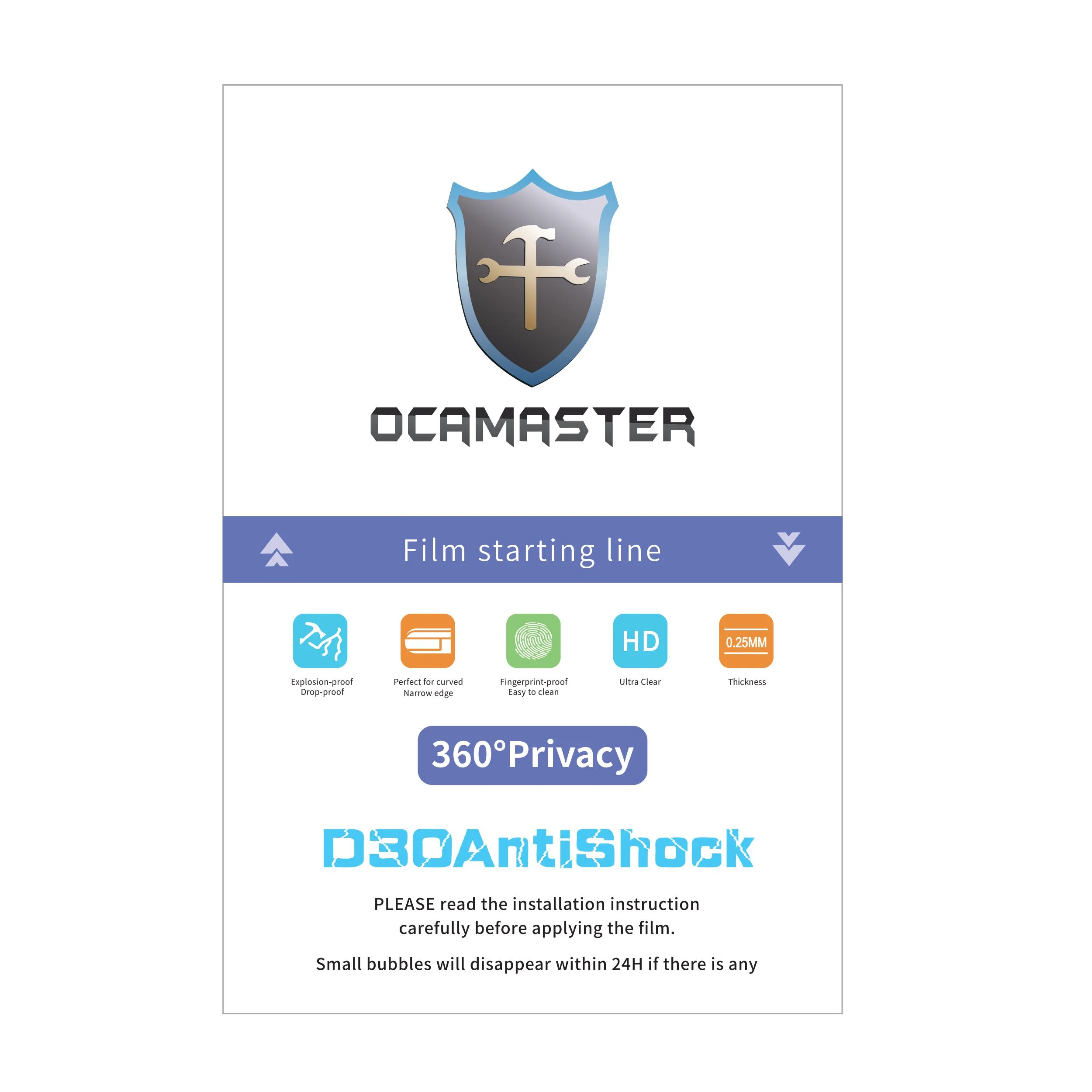 OCAMaster EPU MATTE Privacy Anti Shock And Self Repair Film For Mobile Phone 7inch Screen Glass Protective Film