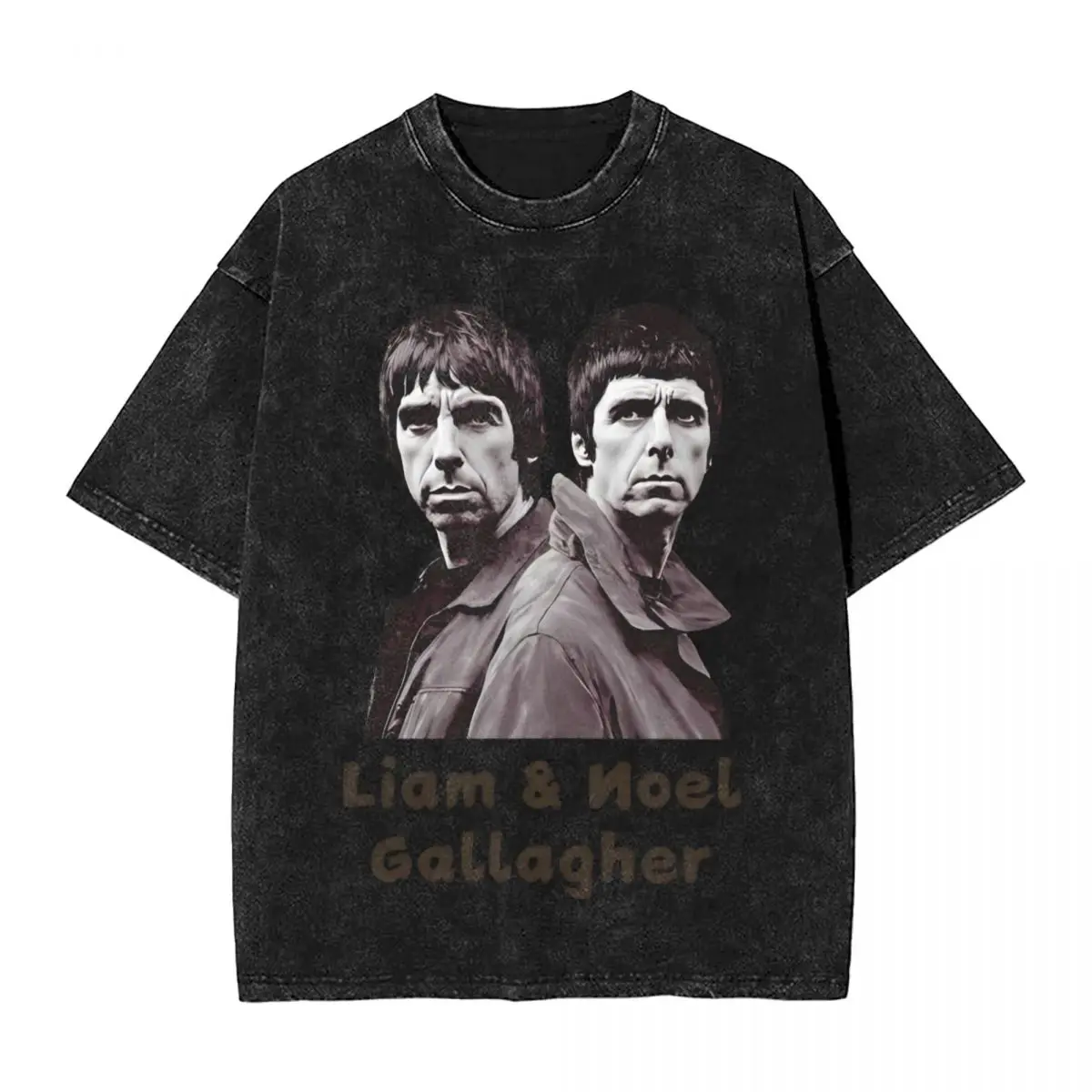 Oversized Washed T-Shirt Liam And Noel Gallagher Cotton T-Shirts O-Oasis Rock Band Fashion Tee Shirt for Male Summer Casual Tees