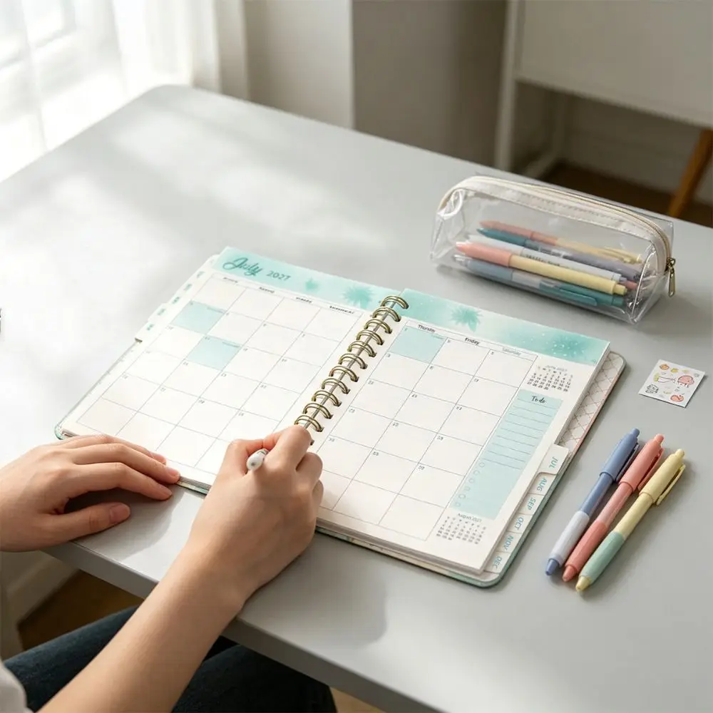 Portable Floral Pattern 2027 Schedule Book A5 To Do List Daily Planner Book Textured PU Planner Reminder Agenda Book Gift Giving